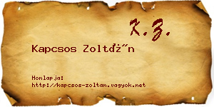 Kapcsos Zoltán névjegykártya